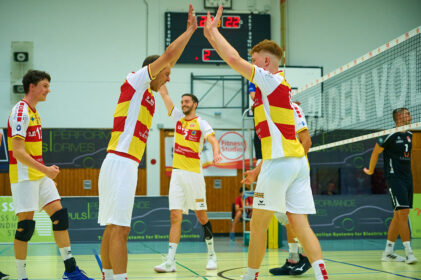 Die BADEN VOLLEYS wollen auch am Samstag gegen Mainz wieder jubeln. (Foto: Andreas Arndt)